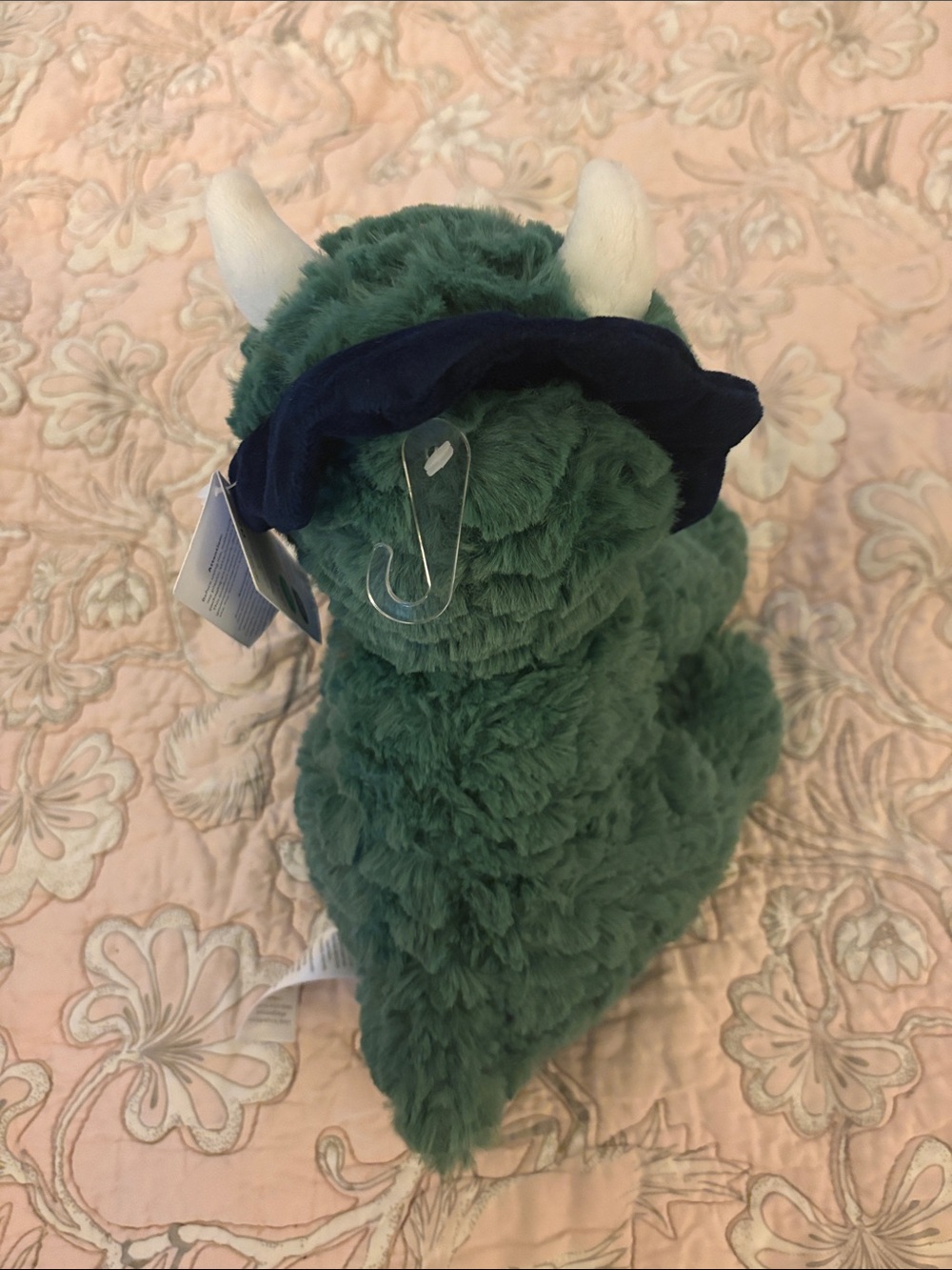 Carter's Just One Year Green Plush baby Triceratops with Navy Crest NWT. - Picture 4 of 8